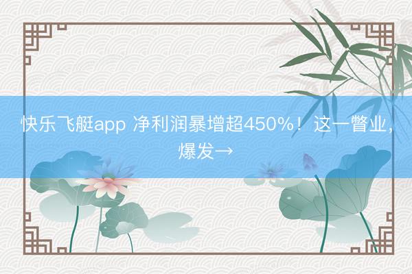 快乐飞艇app 净利润暴增超450%！这一瞥业，爆发→